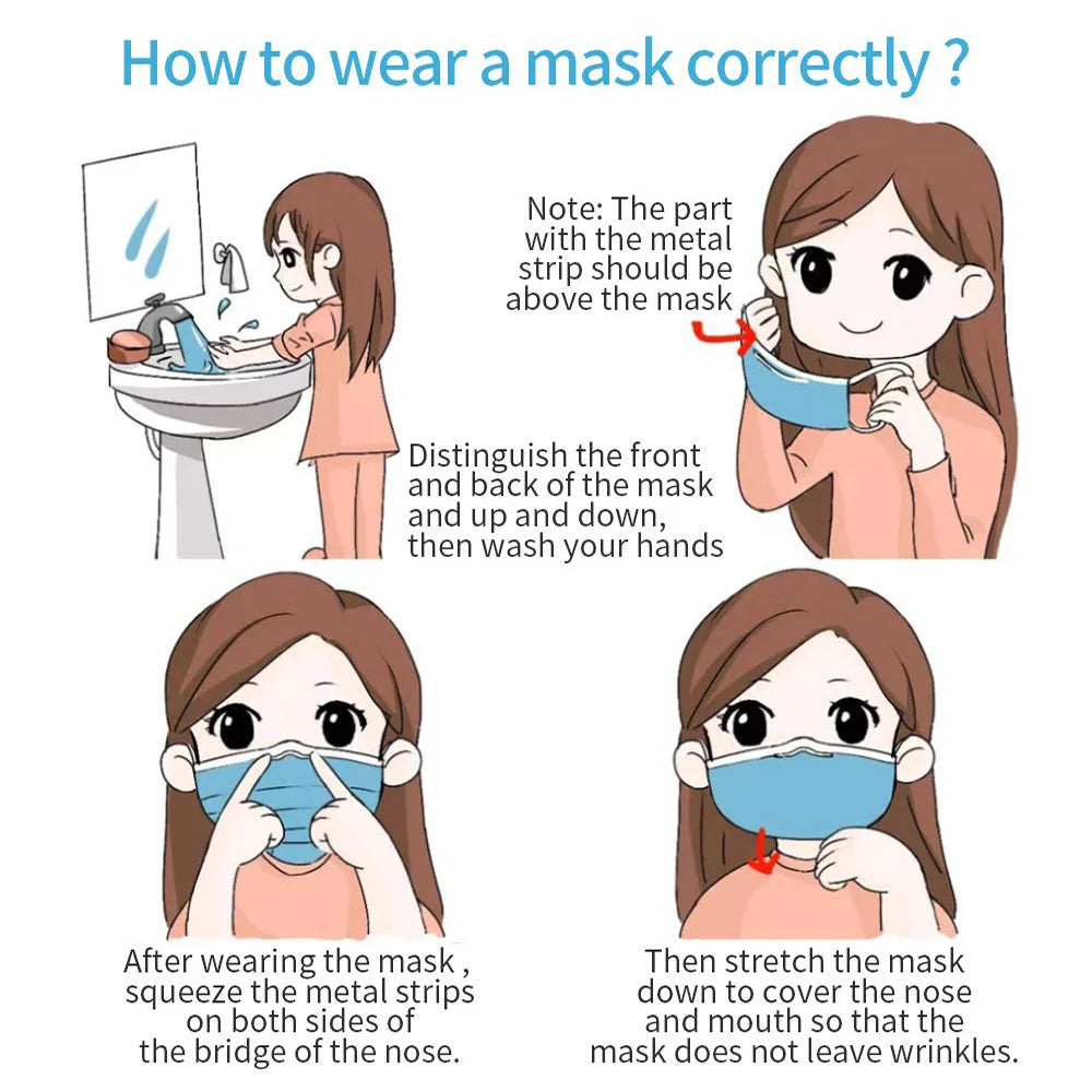 Mascarillas quirúrgicas desechables de 10 a 200 unidades, mascarillas faciales médicas de 3 capas con filtro, antipolvo, transpirables, con elásticos para las orejas, mascarillas bucales para adultos.