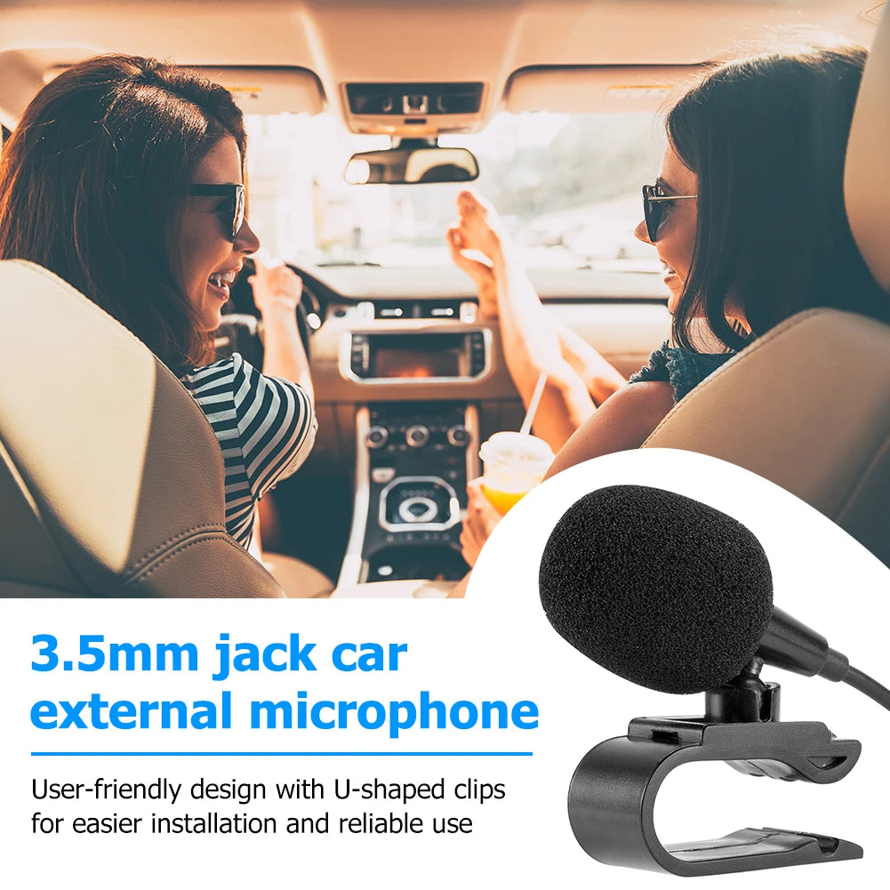 Micrófono estéreo para coche con conector jack de 3,5 mm y miniconector con cable para PC, radio, audio, DVD y reproductor GPS.