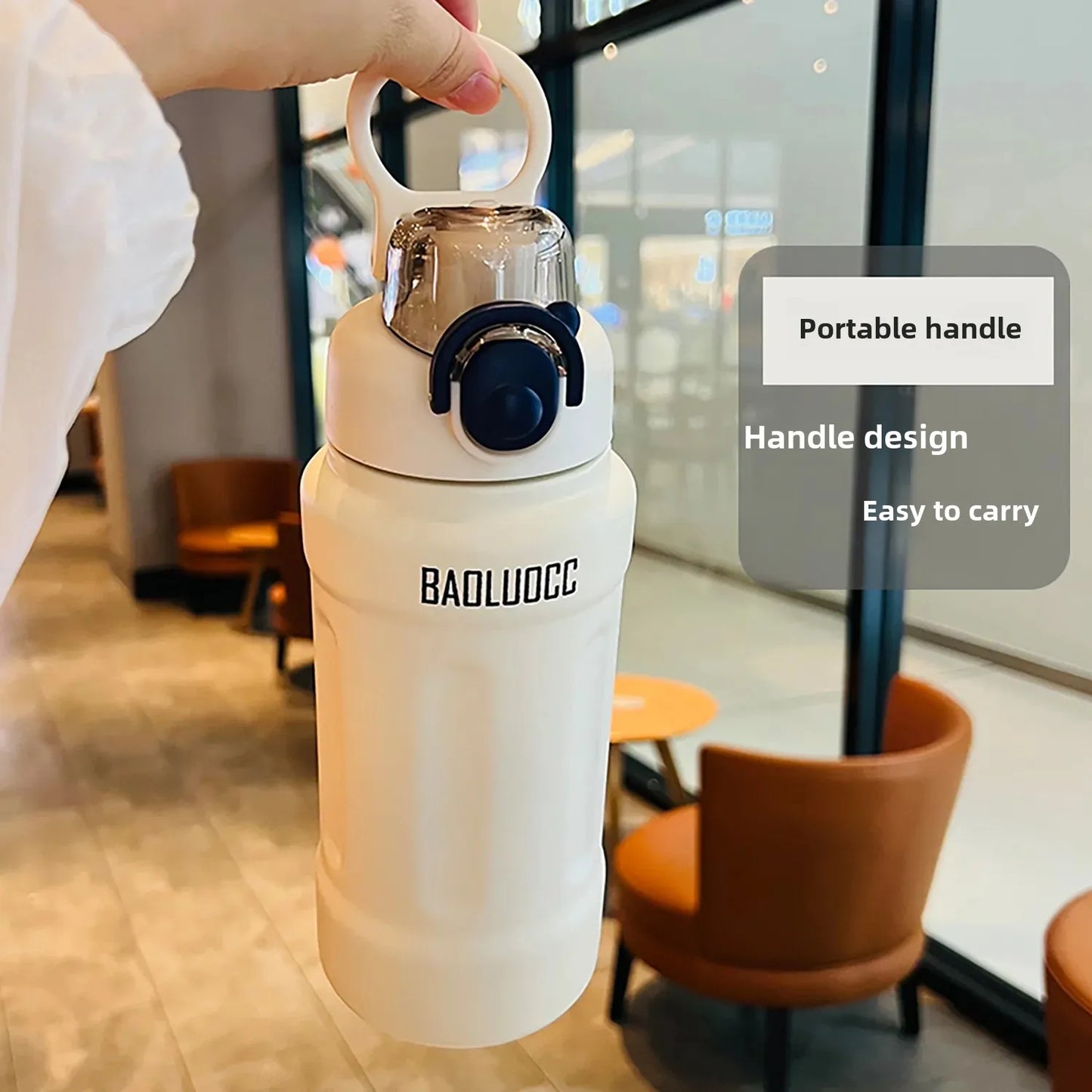 Taza térmica aislante de acero inoxidable 316 de alta capacidad, portátil, deportiva, con pajita, para hombres, mujeres y estudiantes, ideal para actividades al aire libre.