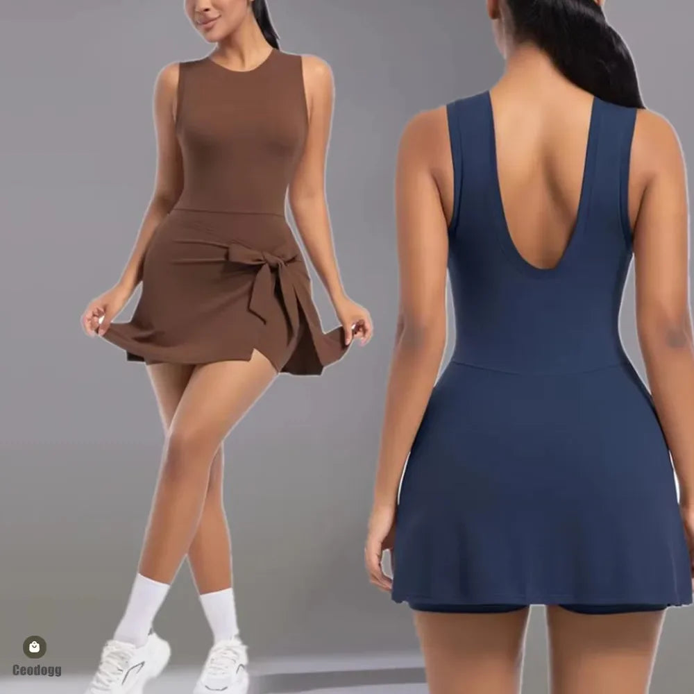 Conjunto de chándal de yoga sin relleno para mujer, mono de una pieza, falda de entrenamiento, mono, ropa deportiva para gimnasio, ropa de entrenamiento para mujer