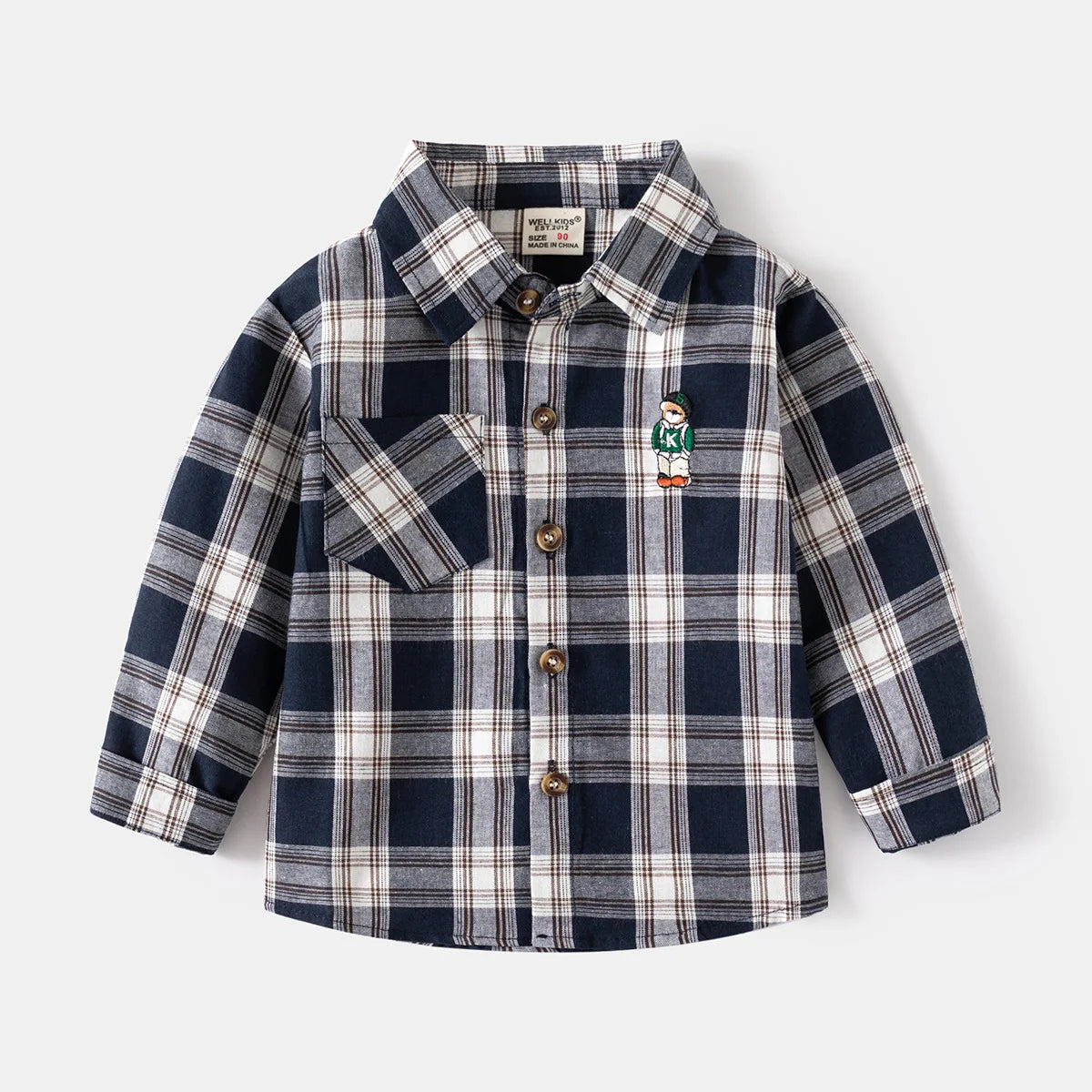Ropa para niños nueva 2025, camisas para niños con cuello, ropa de algodón de manga larga para bebés, blusa informal a cuadros para niños de 2 a 7 años