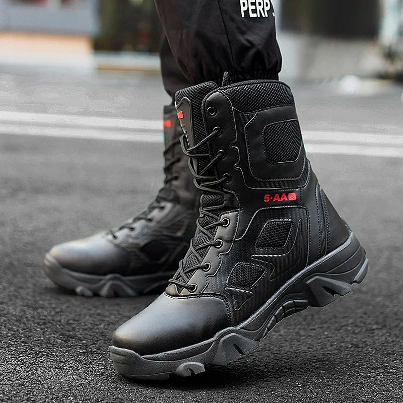 Botas tácticas para hombre, nuevas, de invierno, para combate, hasta el tobillo, antideslizantes, para trabajo, seguridad, botas militares, impermeables, para motocicleta.