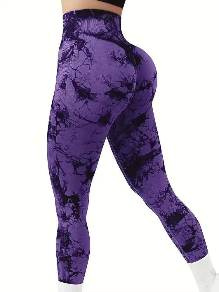 Mallas para mujer, leggings tie-dye, cintura alta, levanta glúteos, control de abdomen, push-up, sin costuras, pantalones de yoga, ropa deportiva para gimnasio.