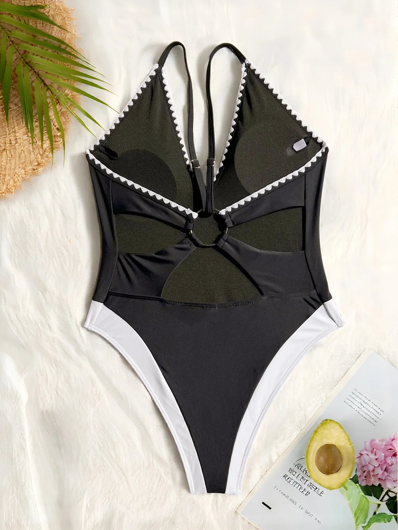 Vigoashely 2025 Lady Sexy Strapped Swimwear Women Solid Patchwork One Piece Swimsuit Monokini Backless Summer Beach Bathing Suit