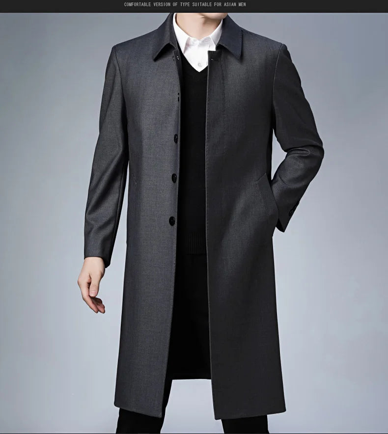 Autumn Winter Men Trench Coat Business Fashio Casual Male Jackets Slim Comfort Warm Windproof Top Trend Streetwear Outerwear New