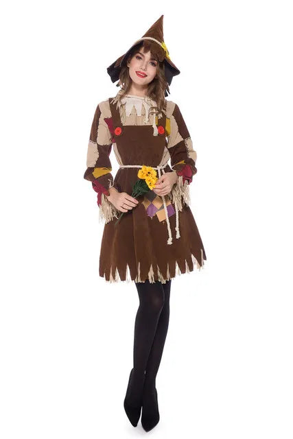 Halloween The Wizard of Oz Scarecrow Parent-Child Costume Carnival Party Performance Circus Clown Dress Womens Cosplay Costume