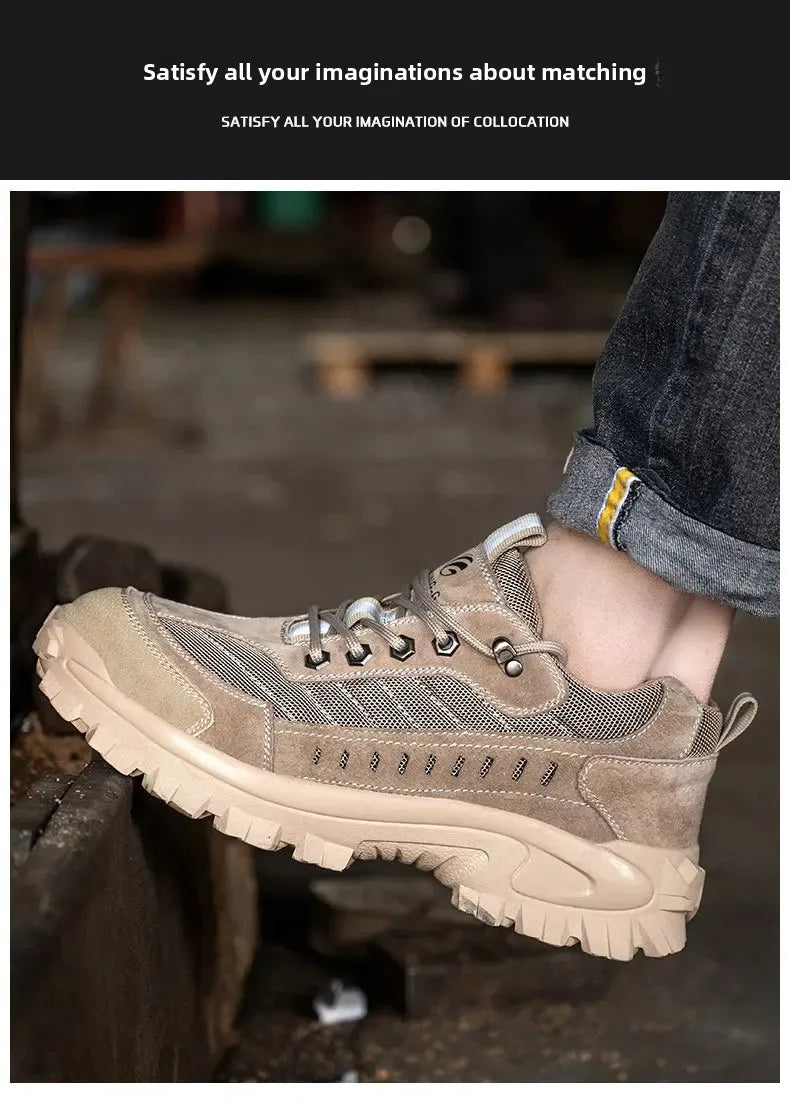 Spring New Men's Steel Toe Safety Shoes Breathable Work Shoes Anti Crush And Piercing High Temperature Resistant Wear Proof