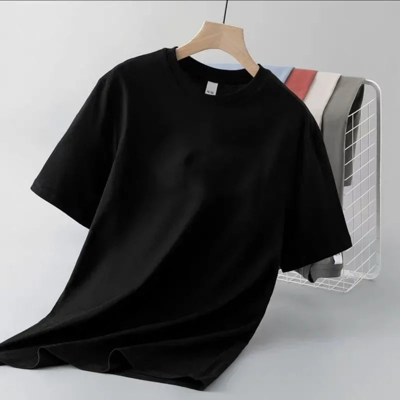 Camiseta de manga corta de color liso para hombre, corte entallado, clásica, versátil, interior, adelgazante, para verano, 2024