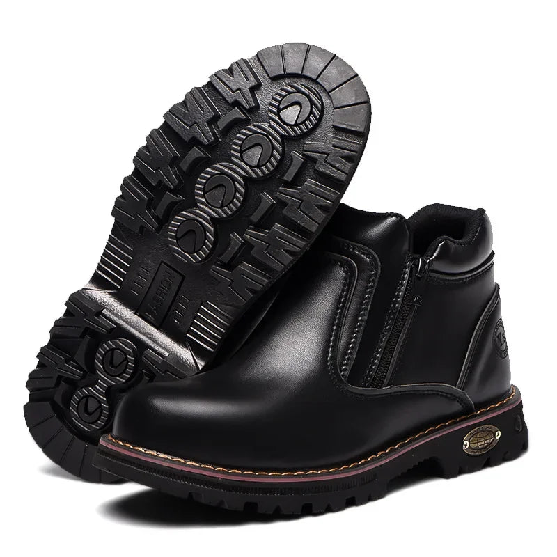 Zapatos de trabajo para hombre 2025, zapatos de seguridad impermeables, botas de cuero anti chispas, zapatos de soldador anti perforaciones y antideslizantes.