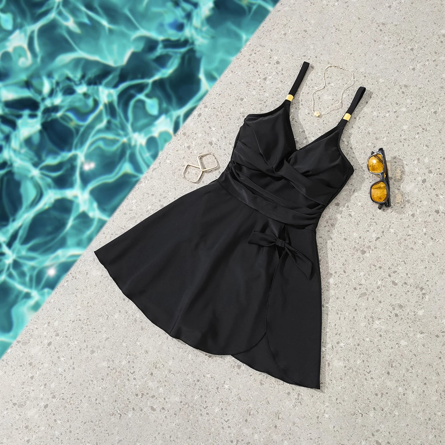 Yiiciovy Nuevo Traje de Baño Vestido Mujer Verano Tankini Monokini Traje de Baño Push Up Sin Mangas Falda de Cintura Alta Trajes de Baño