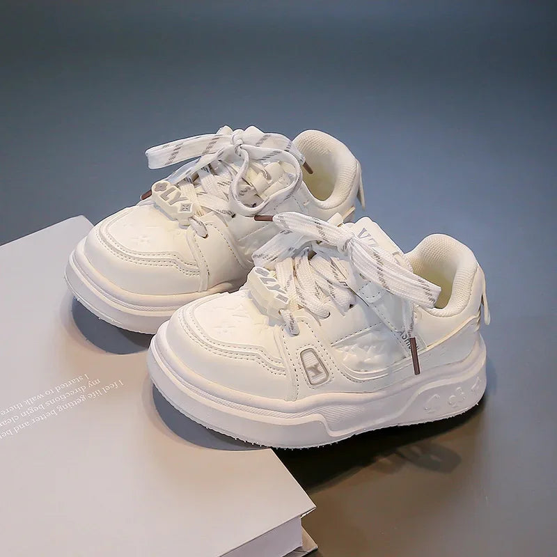 Zapatos para niños, zapatillas de correr antideslizantes, suela suave, cómodas, informales, planas, blancas