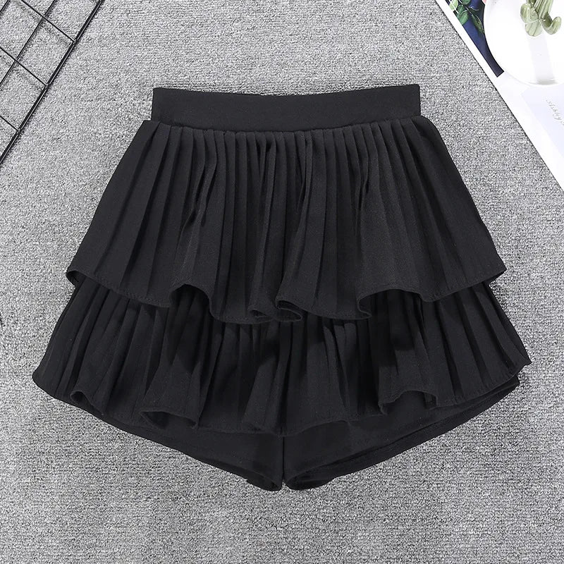 Minifalda con volantes escalonados, cintura alta, capas sueltas, falda corta de gasa, verano primavera, para mujer, atuendo suave de chica hada