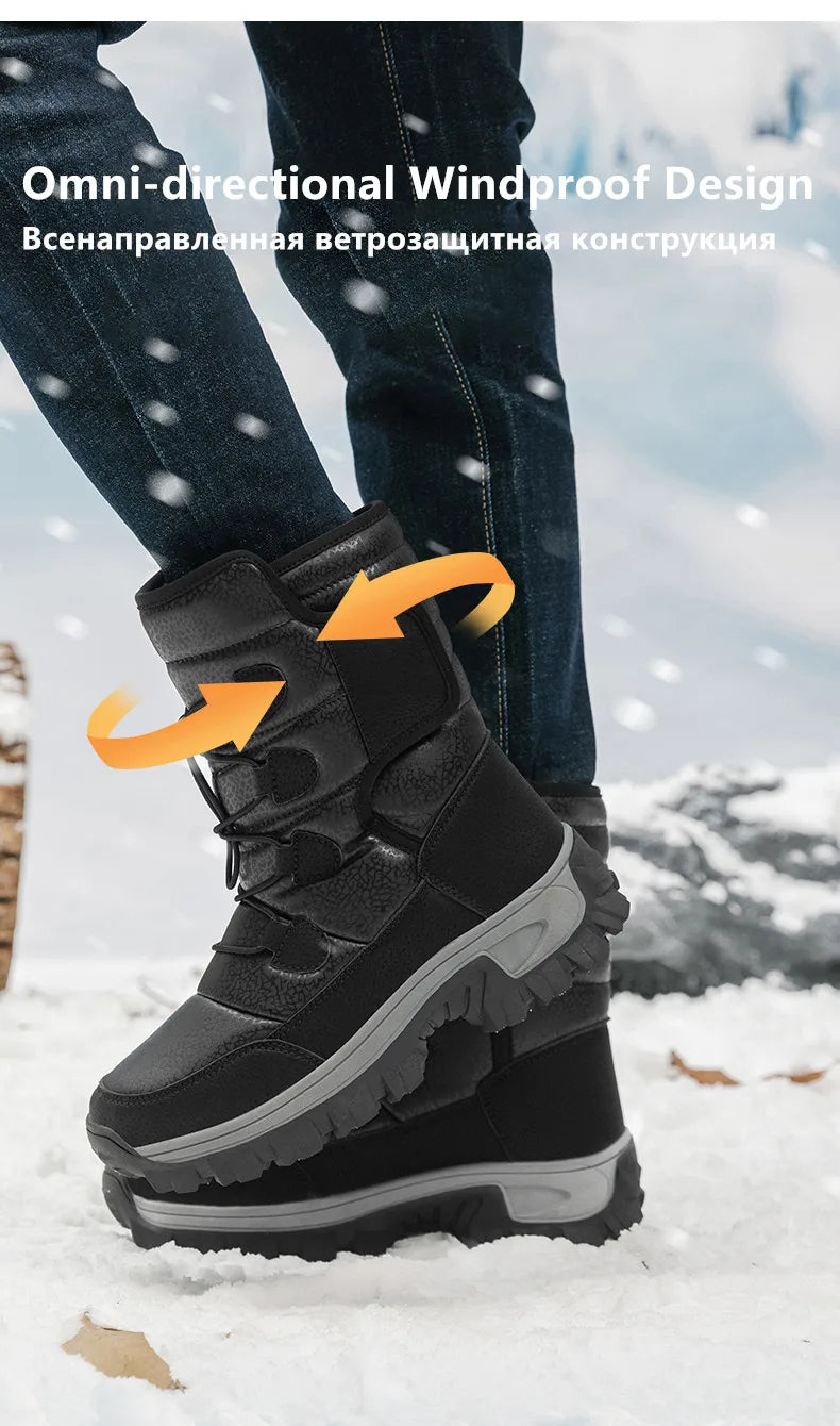 Nuevas botas de nieve cálidas de felpa para hombre, botas altas de invierno para hombre, botas de moto impermeables de invierno, botas de senderismo antideslizantes para exteriores para hombre.