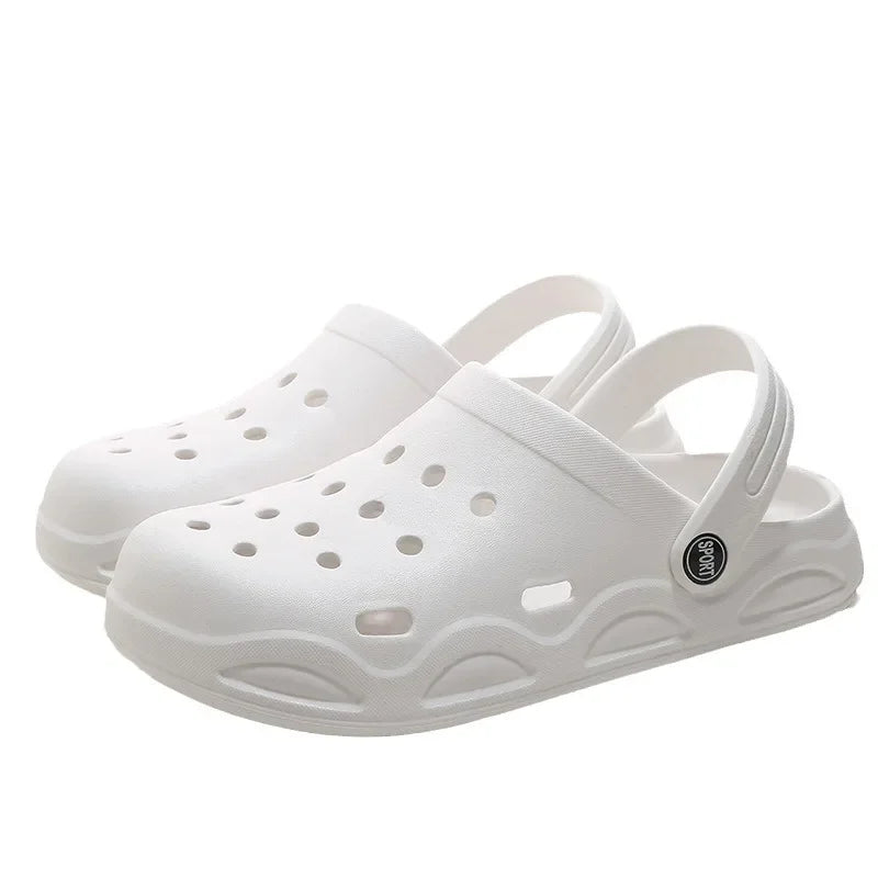 Zapatos de verano para hombre, para exteriores, con tacón medio cubierto, para jardín, playa, tipo zueco, transpirables, de material EVA, sandalias cómodas.
