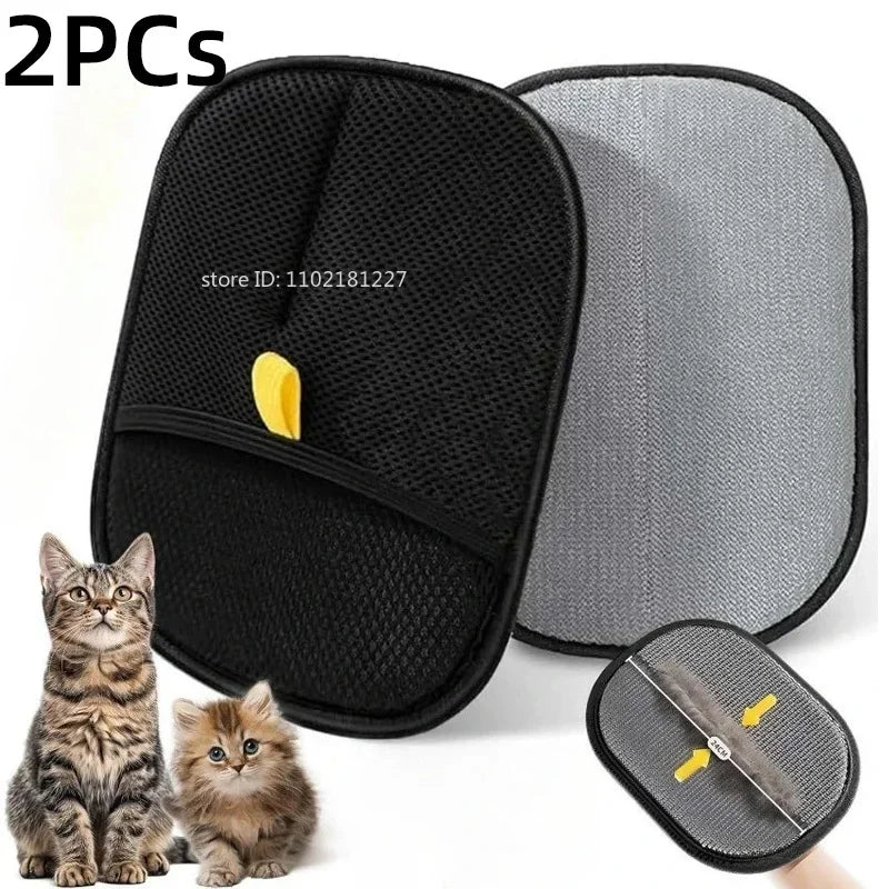 Juego de herramientas para quitar el pelo de mascotas, guantes reutilizables para eliminar la estática, guantes de aseo de doble cara para eliminar el pelo de perros y gatos en alfombras y sofás.