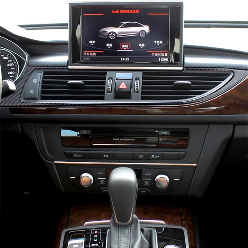 Accesorios decorativos para el interior del coche Audi A6 A7 2012 2013 2014 2015 2016 2017 2018, pegatinas negras de fibra de carbono, embellecedor de cubierta.