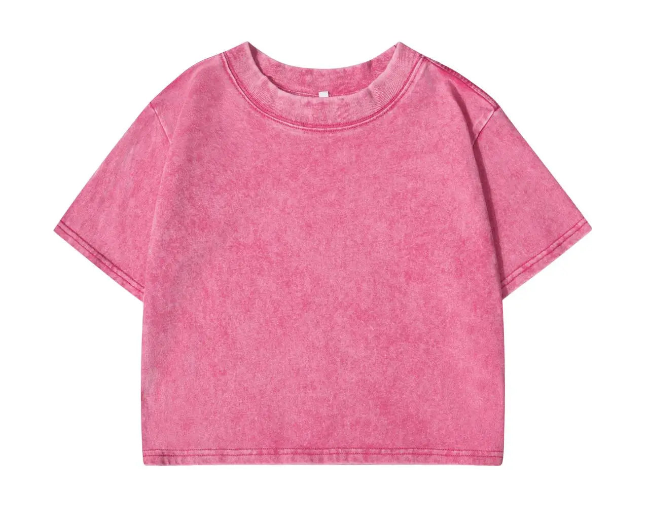Camisetas lavadas 100 % algodón para mujer, tops holgados de cuello redondo, ropa urbana Y2k para mujer, camisetas casuales vintage de manga corta de verano