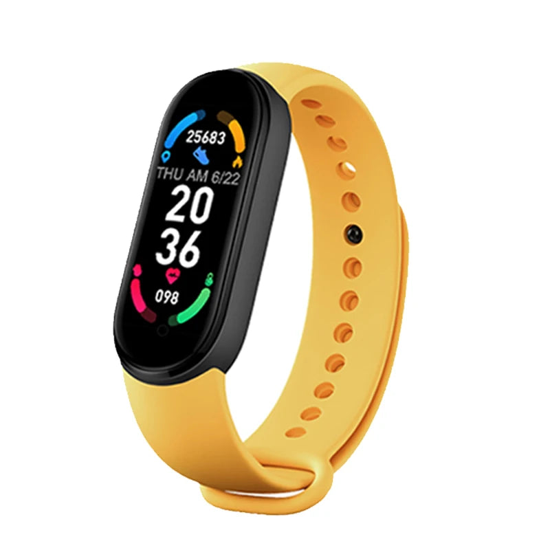 Reloj inteligente M6 para hombre y mujer, pulsera deportiva con control del ritmo cardíaco y de la presión arterial, resistente al agua y multifunción.