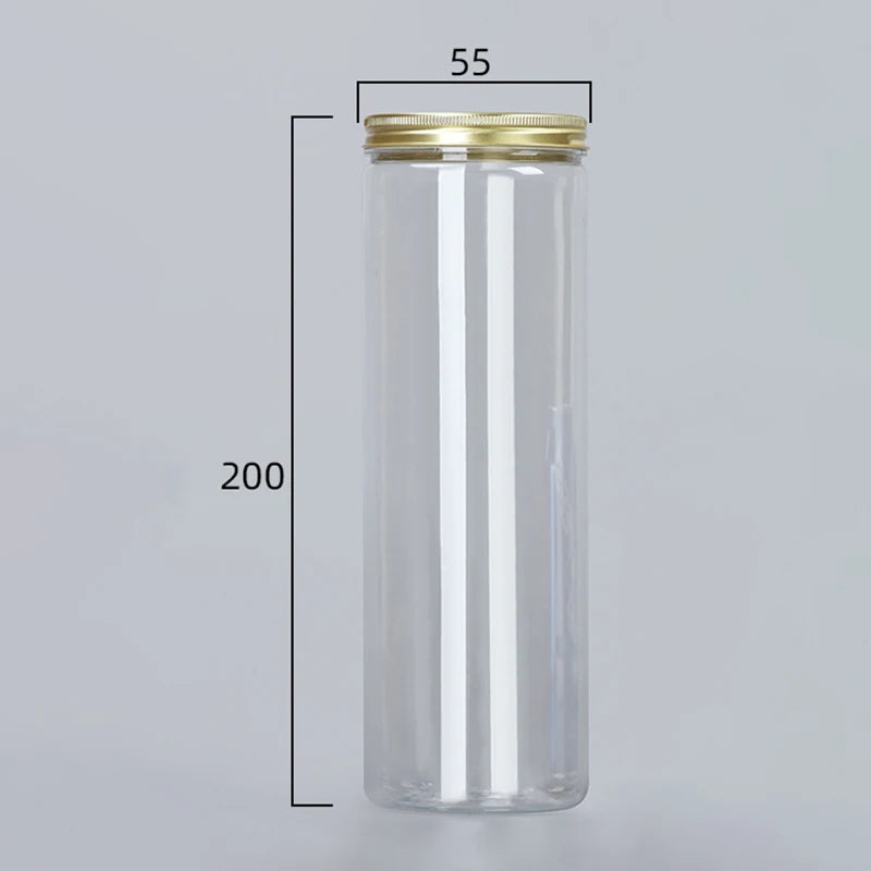 Frasco de plástico transparente de 15 tamaños con tapas de aluminio rosa, contenedor vacío para crema facial, contenedor de cosméticos, botellas rellenables de viaje doradas.