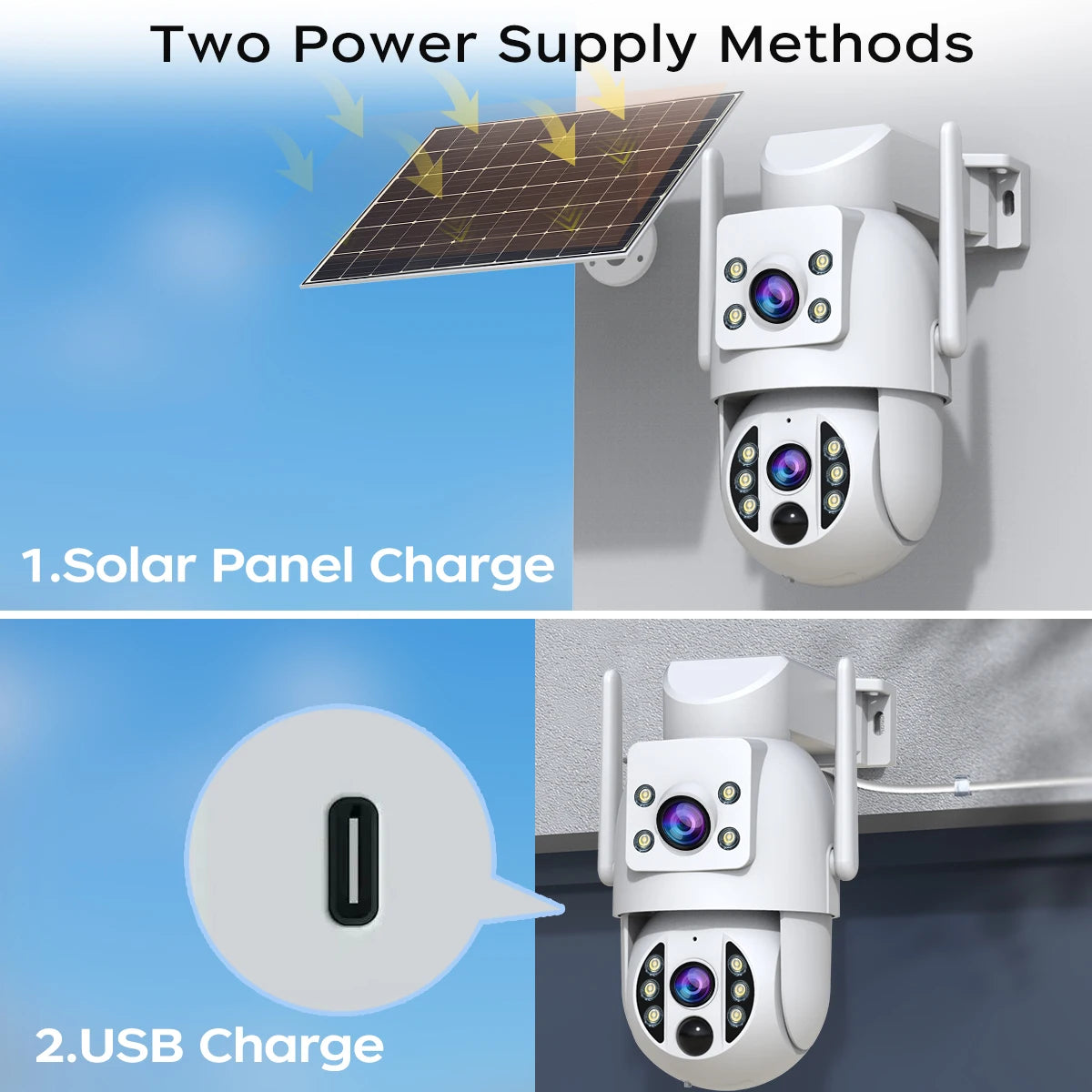 Cámara de seguridad solar JOOAN 4K, inalámbrica, para exteriores, con doble lente, IP, PIR, visión nocturna a color, seguimiento automático, batería, CCTV