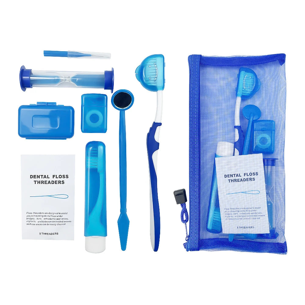 Juego de 8 kits de ortodoncia para dientes, herramienta de blanqueamiento para el cuidado bucal, cera para cepillado interdental, hilo dental, cepillo de dientes, juego de limpieza.
