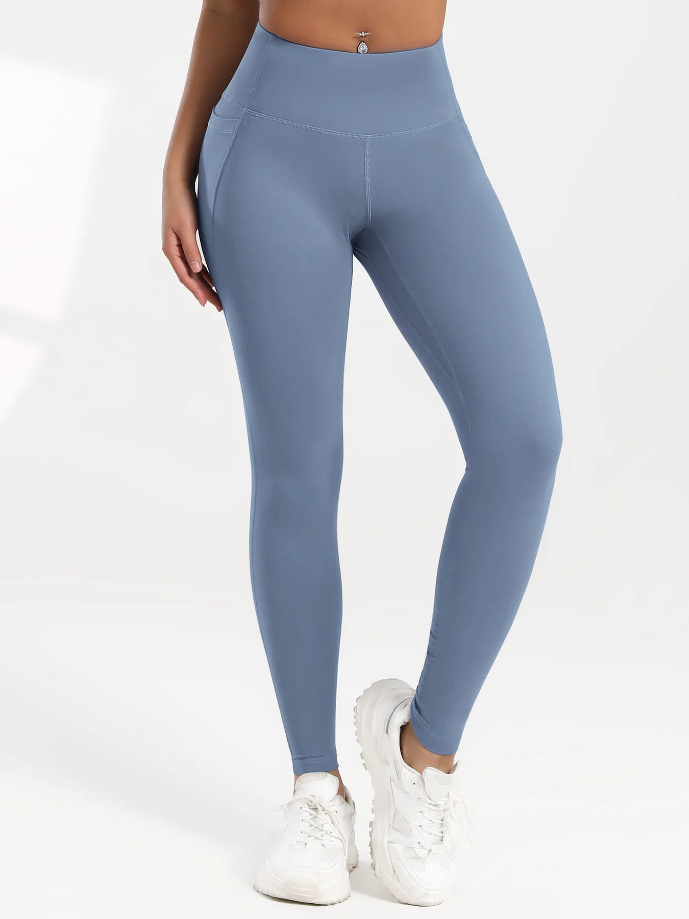 Leggings de yoga para mujer, 2 unidades, con bolsillos, color liso, para gimnasio, actividades al aire libre, cintura alta, ajustados, pantalones deportivos para correr.