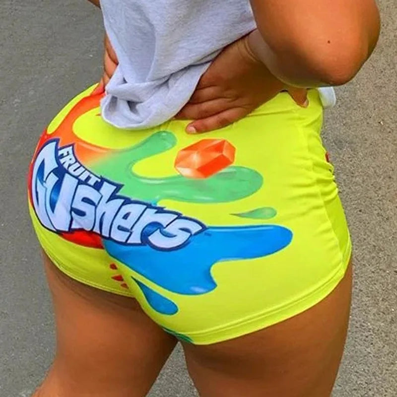 Pantalones cortos sexis de moda para mujer, con estampado de letras, informales, de cintura alta, para el Día Mundial del Deporte 2025. Oferta especial. Pantalones cortos deportivos de uso diario.