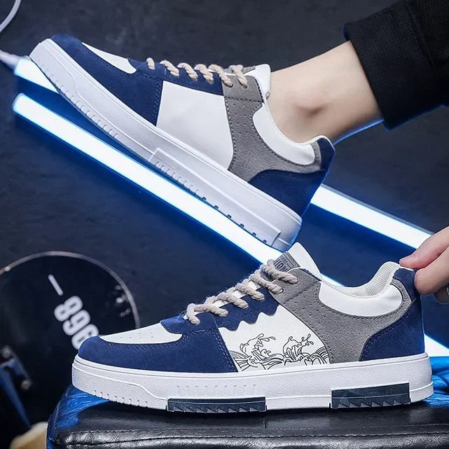 Zapatos de hombre versátiles de suela gruesa y modernos, primavera 2024, nuevos estilos, transpirables, blancos, informales, deportivos, calzado de hombre sin cuero.