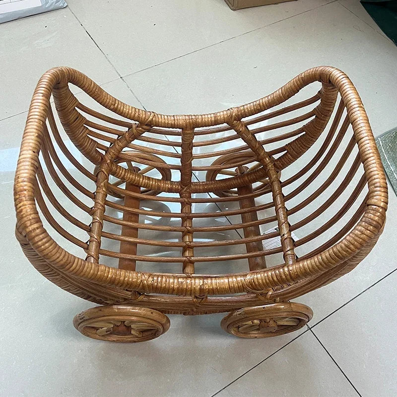 Muebles para fotografía de recién nacidos, carrito vintage de ratán para bebé, totalmente hecho a mano, sillón reclinable para posar fotos, accesorios para sesión de fotos en estudio