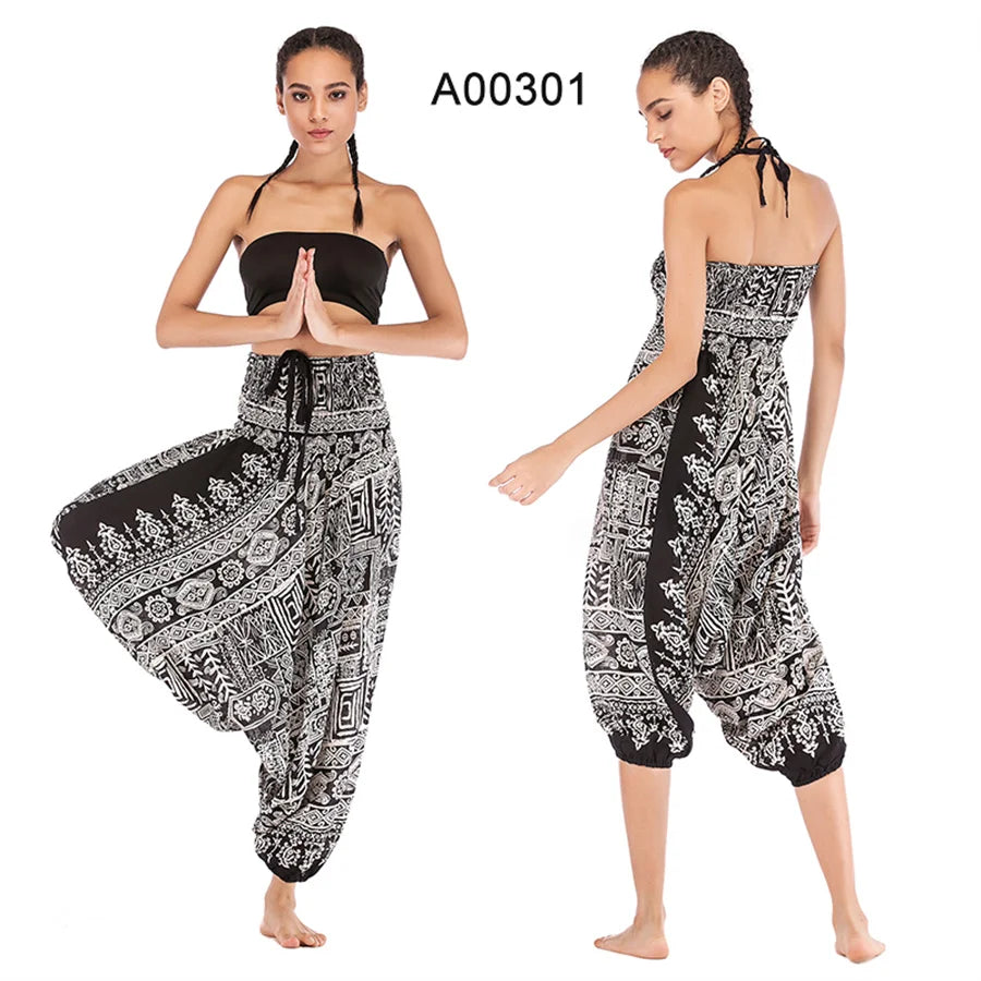 Bohemian Pants Women Pantalones Mujer Hippie High Waist Rayon Harem Baggy Boho Yoga Beach Wear Pour Femme Calca Feminina Printed