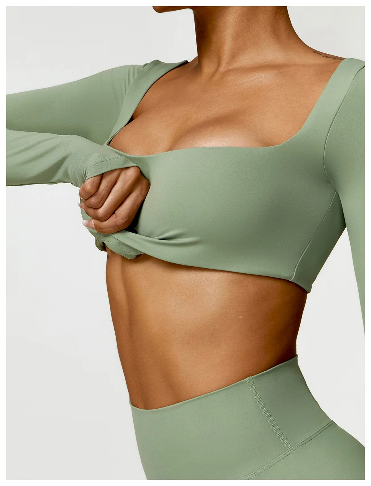 Conjunto de chándal de yoga para mujer, 2 piezas, ropa deportiva para entrenamiento, ropa deportiva, leggings de gimnasio, sujetador de fitness, top corto, trajes deportivos de manga larga