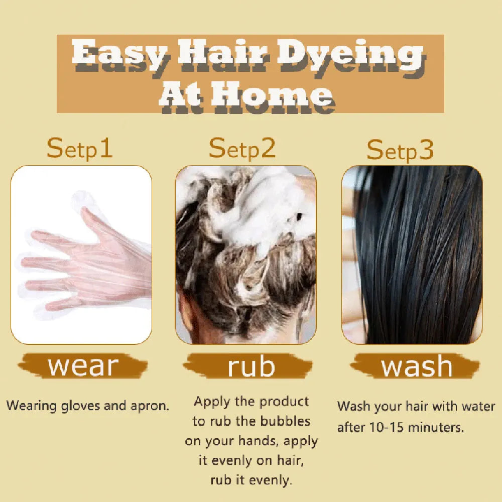Champú para teñir el cabello gris, 3 en 1, para mujeres y hombres, con tinte negro, crema nutritiva natural a base de hierbas para el cuidado del cabello.