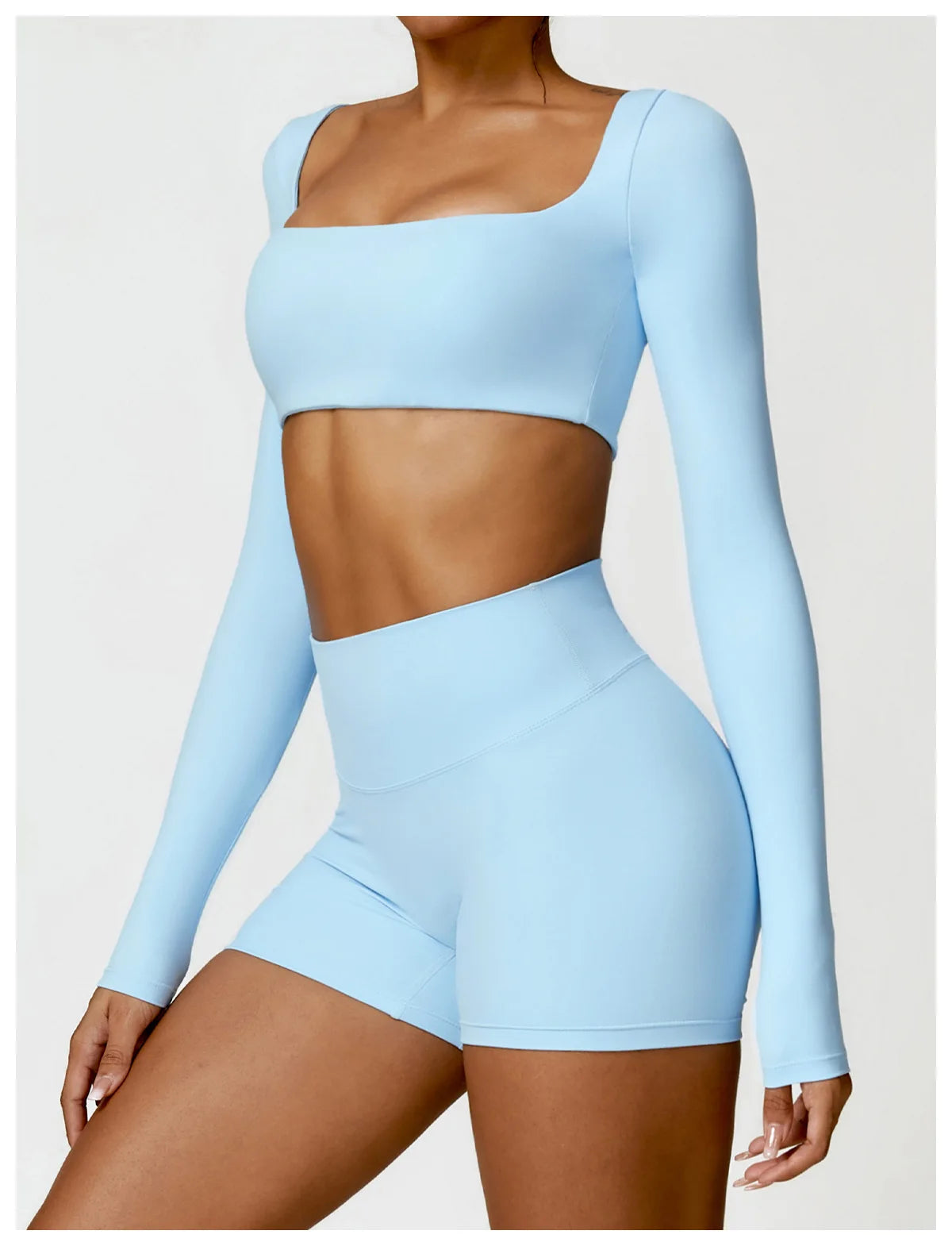 Conjunto de chándal de yoga para mujer, 2 piezas, ropa deportiva para entrenamiento, ropa deportiva, leggings de gimnasio, sujetador de fitness, top corto, trajes deportivos de manga larga