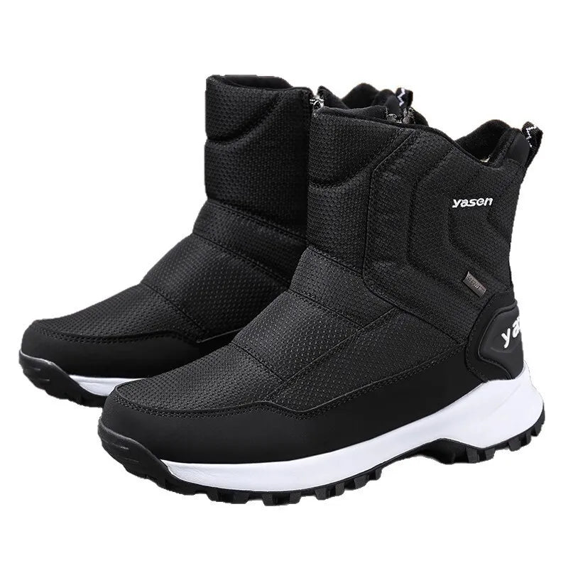 Botas de invierno para hombre 2025, botas de nieve para exteriores, cálidas, de felpa, gruesas, impermeables, antideslizantes, hasta media pantorrilla, zapatos de invierno para hombre