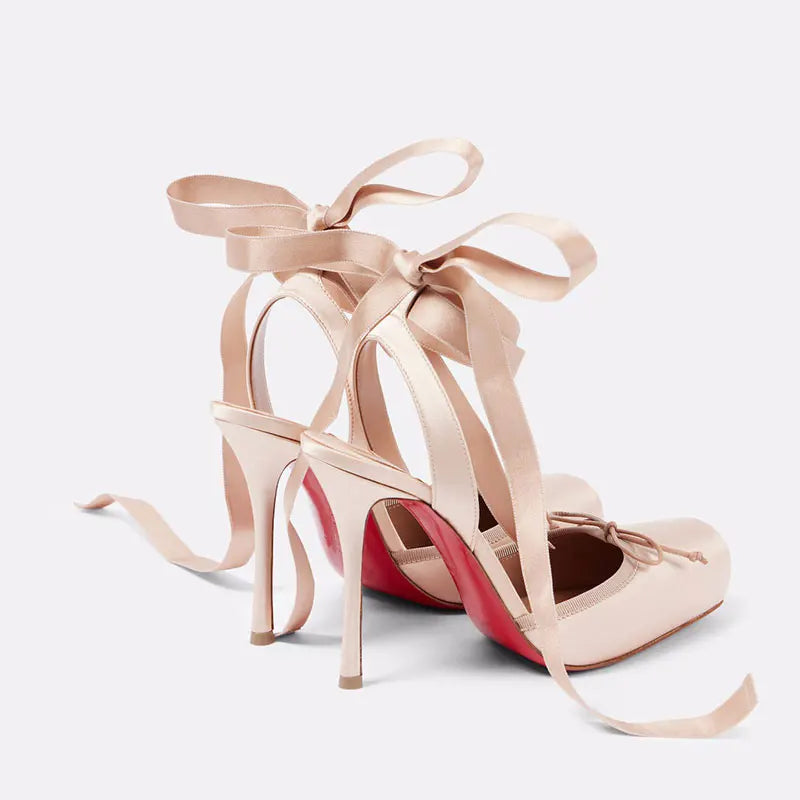 Women's Back Air Stiletto Sandals Square Headband Butterfly Wedding Party Ballet High Heels 2025 Summer New Style