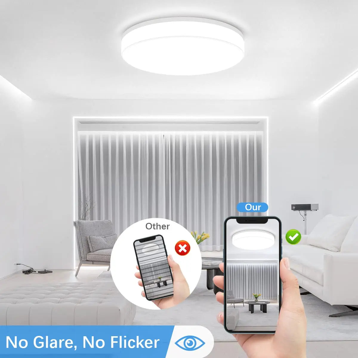 Lámpara de techo LED redonda, moderna, decorativa, para el hogar, 18/24/36/48 W, para sala de estar, dormitorio, cocina interior.