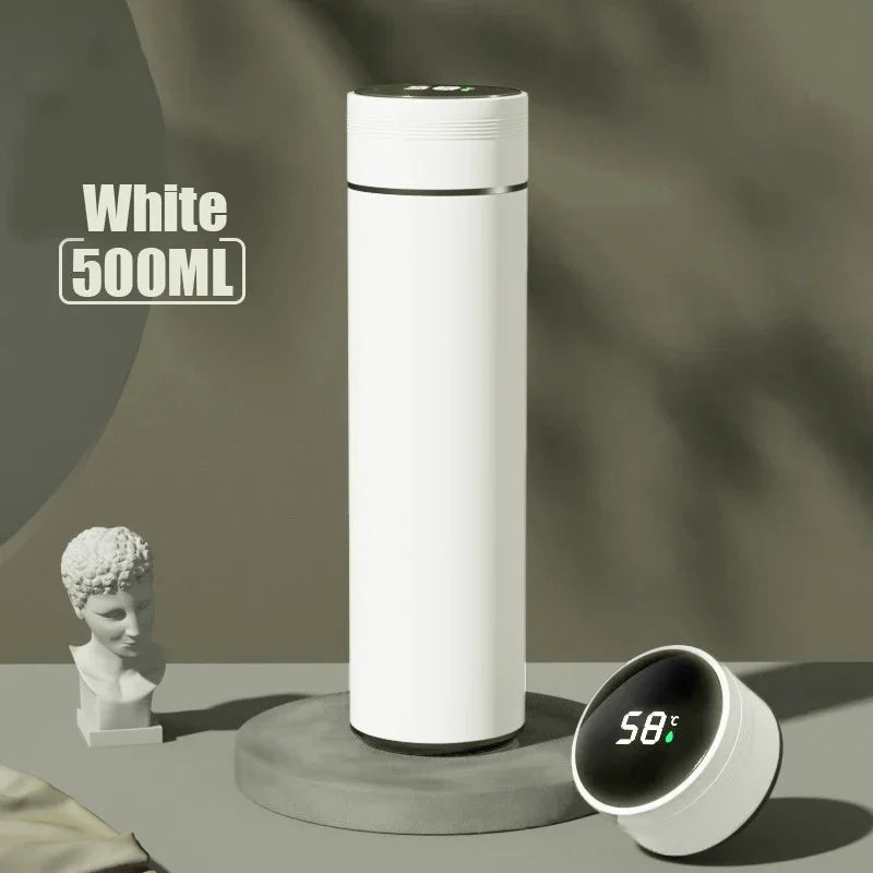 Termo de acero inoxidable dividido de 500 ml con pantalla de temperatura, aislado al vacío, ideal para exteriores, regalo para el Día del Padre.