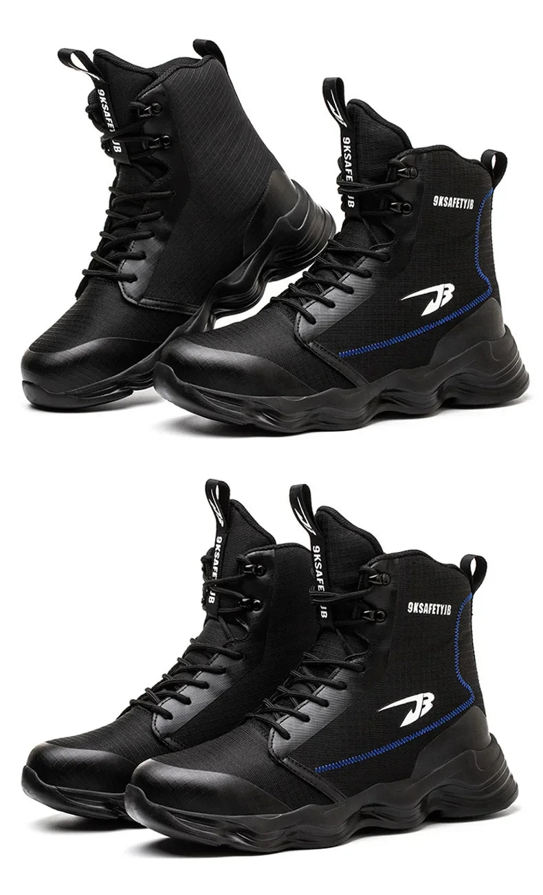 2024 Nuevos zapatos de seguridad para hombre, botas altas de trabajo, zapatillas de trabajo con puntera de acero, botas de trabajo antigolpes y a prueba de pinchazos, zapatos indestructibles