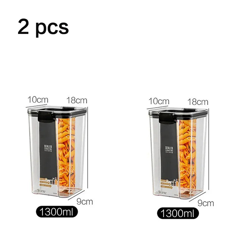 Juego de contenedores de alimentos para mascotas, caja de almacenamiento de 460-1800 ml, transparente, apilable, para cocina, seco, para espaguetis y fideos, recipientes sellados.