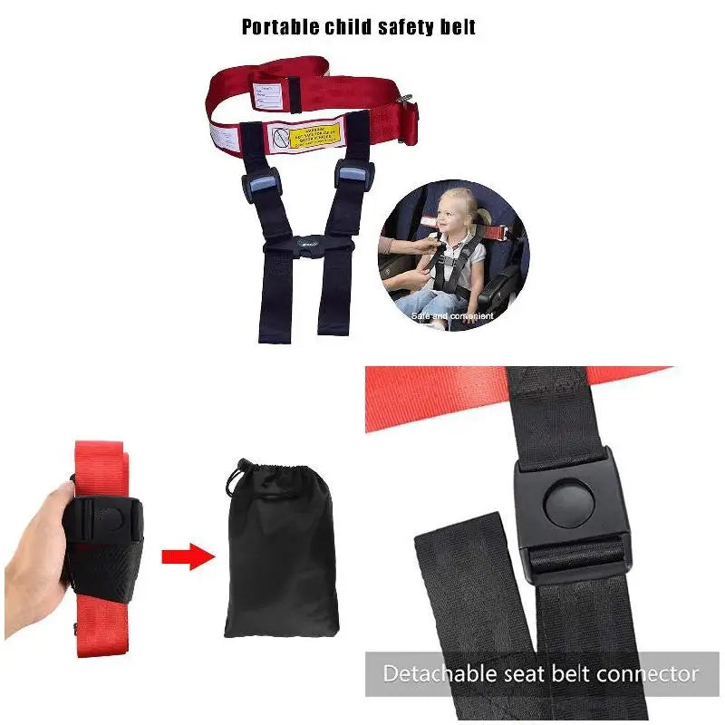 Arnés de seguridad para niños para viajes en avión, sistema de sujeción con arnés de seguridad, fácil de instalar, cinturón de seguridad ajustable para niños.