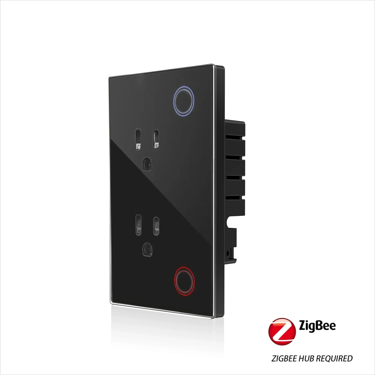 Enchufe inteligente de pared Melery Tuya Zigbee con monitorización eléctrica (EE. UU.), panel de cristal, temporizador y control remoto mediante aplicación (Google Home, Alexa).