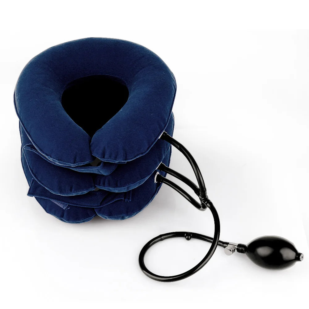 Masajeador cervical inflable con tracción cervical y aire, soporte para el cuello, almohada cervical suave.