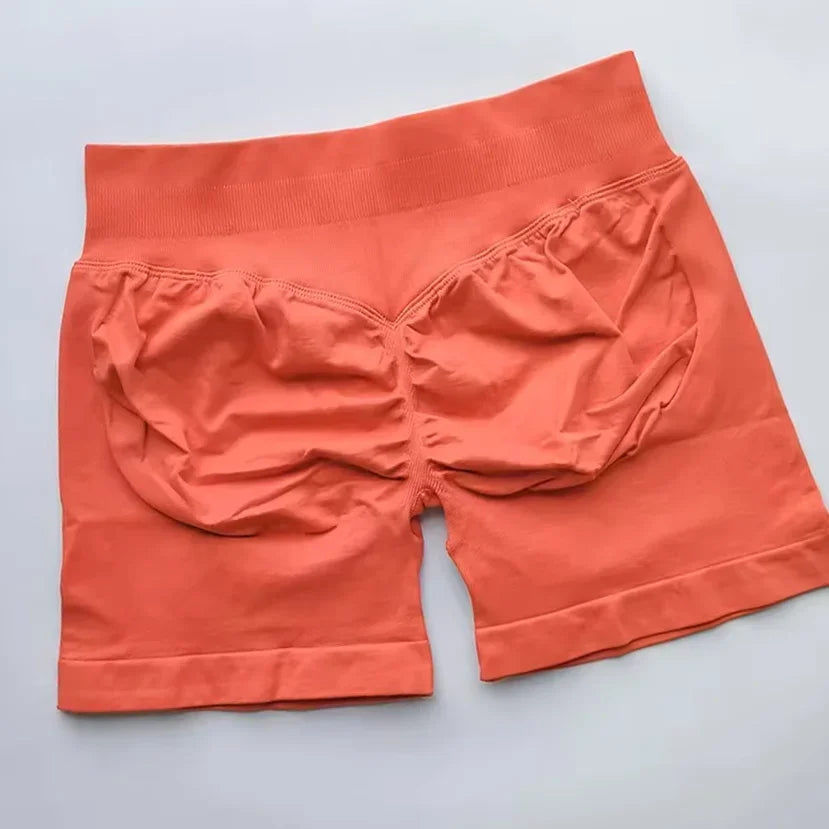 Pantalones cortos deportivos de impacto para mujer, cintura baja acanalada, sin costuras, ajustados, para entrenamiento, gimnasio, pantalones cortos elásticos para correr con cintura alta