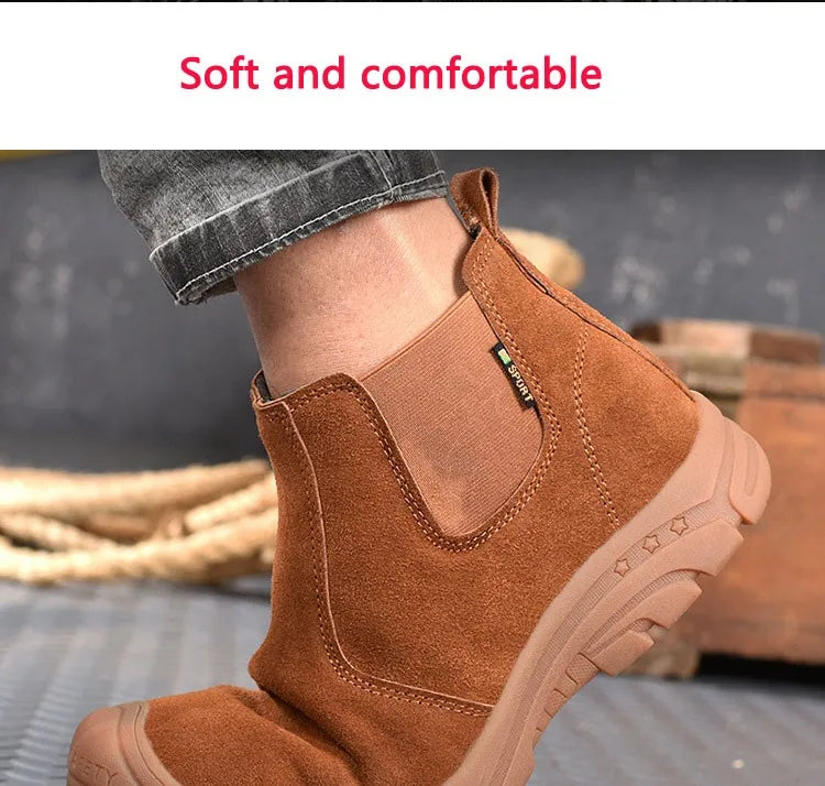 Anti Smashing And Anti Piercing Suede Safety Shoes Men's Steel Toe Cap Protection Work Shoes Fashion Scarpe Antinfortunistiche