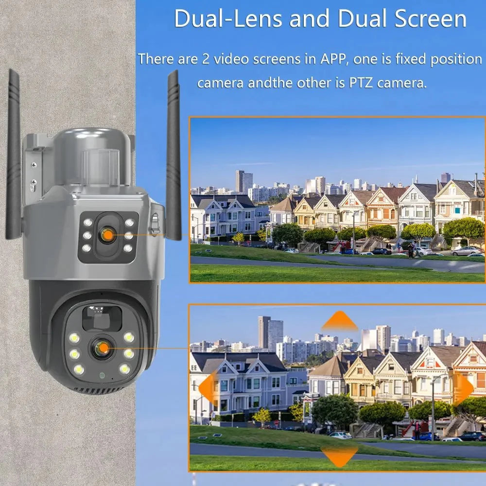 Cámara de vigilancia inalámbrica Wifi 4G IP CCTV, seguridad y protección para el hogar inteligente, monitor 360°, exterior, visión nocturna HD.