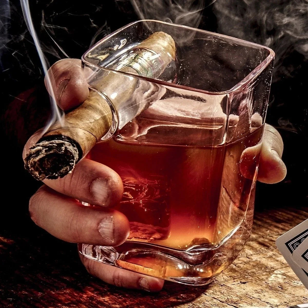 1 vaso de whisky de lujo creativo para el hogar - Vaso de whisky antiguo con reposapuros dentado de 12,85 oz