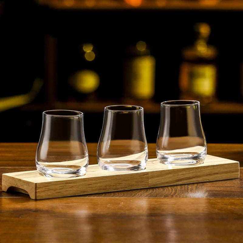 Vasos de whisky Old Fashioned redondos, transparentes, con forma de huevo y bandeja de madera, vasos de whisky, cristalería para bar de bourbon