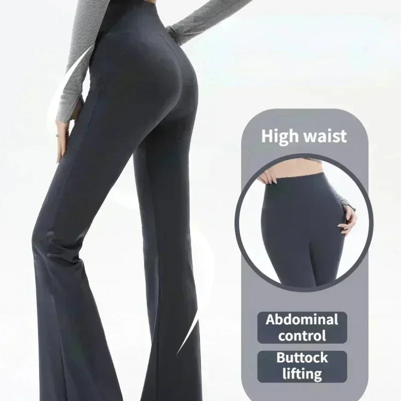 Pantalones de mujer, leggings acampanados, cintura alta, pernera ancha, pantalones de yoga, mallas deportivas sin costuras, para entrenamiento, gimnasio, ropa deportiva informal, adelgazantes.