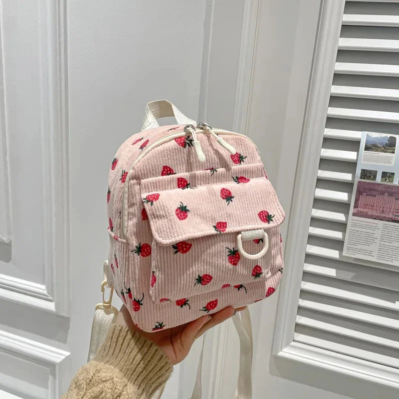 Mini mochila de pana retro para mujer, informal, bonita, para exteriores, con doble hombro, estilo coreano, simple, con bolsillo para teléfono móvil, poliéster, L