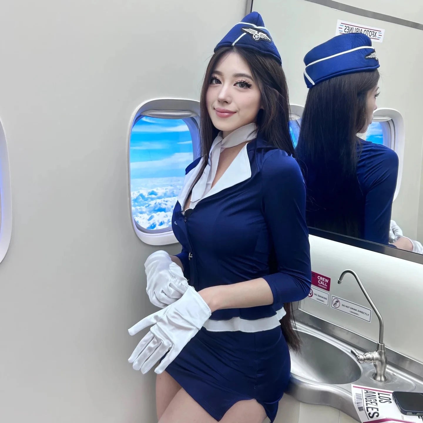 2025NEW Airline Stewardess Cosplay For Woman Sexy Air Hostess Uniform Halloween Costumes Fancy Role Play Party
